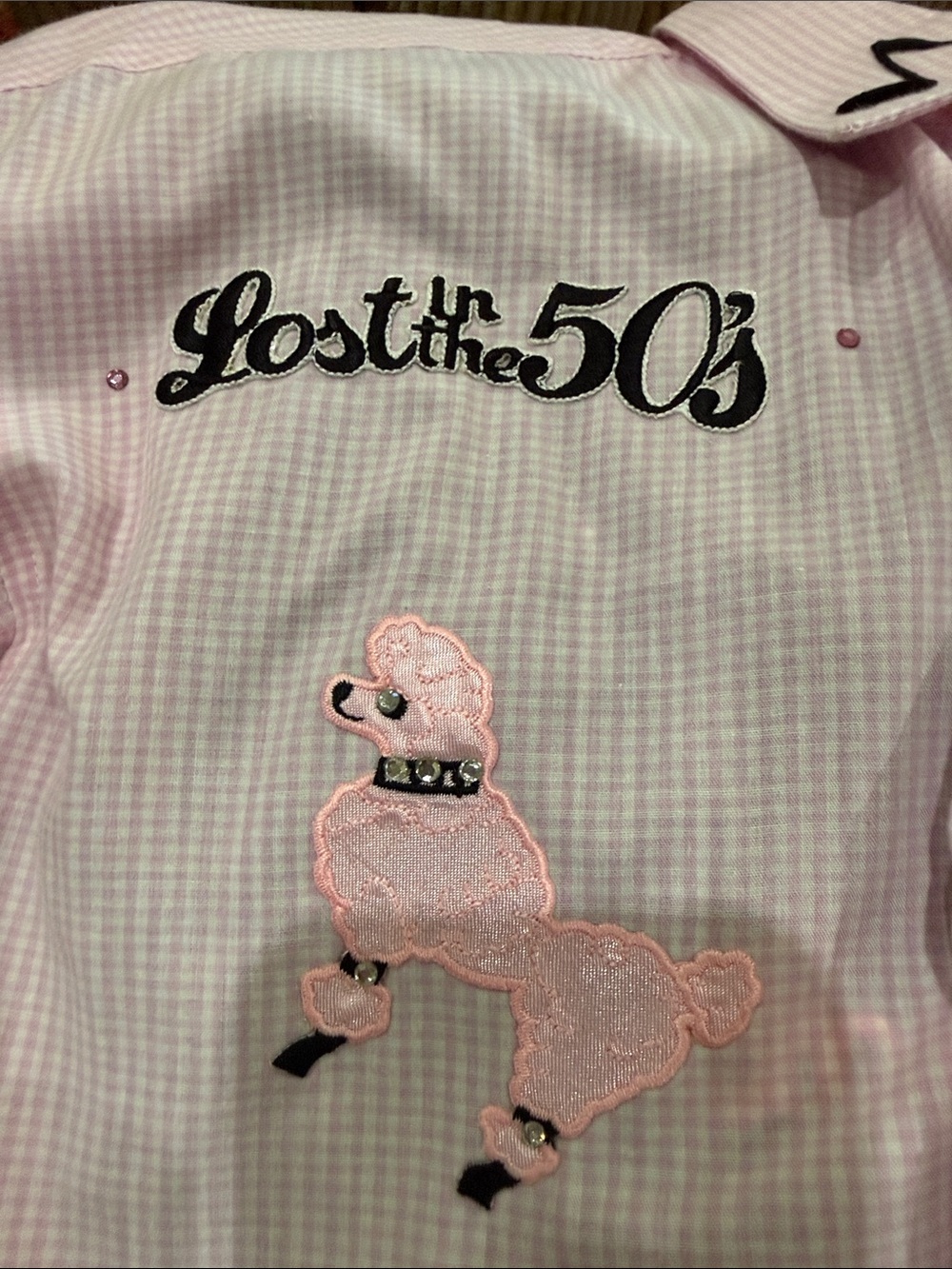 Pink Rock 'n' Roll Embroidered Button-Down Shirt With Black Sleeveless Shirt - Picture 7 of 10
